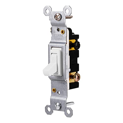 GE Grounding Toggle Switch, Single Pole, In Wall On/Off Fan & Light Switch Replacement, 15 Amp, Great for Home, Office & Kitchen, UL Listed, White, 54161 - Image 1