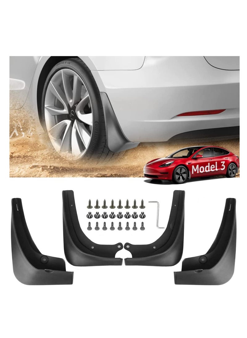 KASTWAVE Mud Flaps Splash Guards Fender for Tesla Model 3, Front Rear Mudguard Kit Auto Fender Mudflaps with Screws Full Protection Customized No Need to Drill Holes Set of 4 - Image 1
