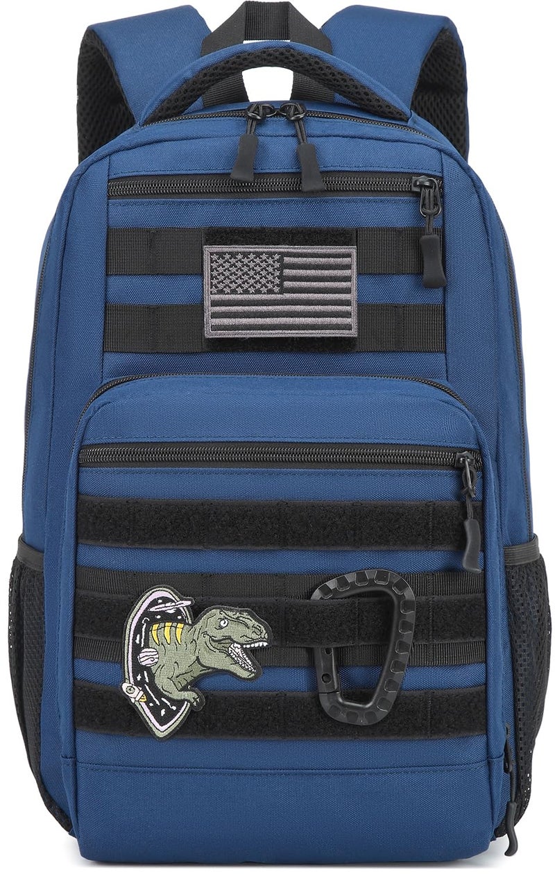 SunForMorning Kids Tactical Backpack Army Molle Bookbag Military Boys Backpack for School, Outdoor, Camping, Blue - Image 1