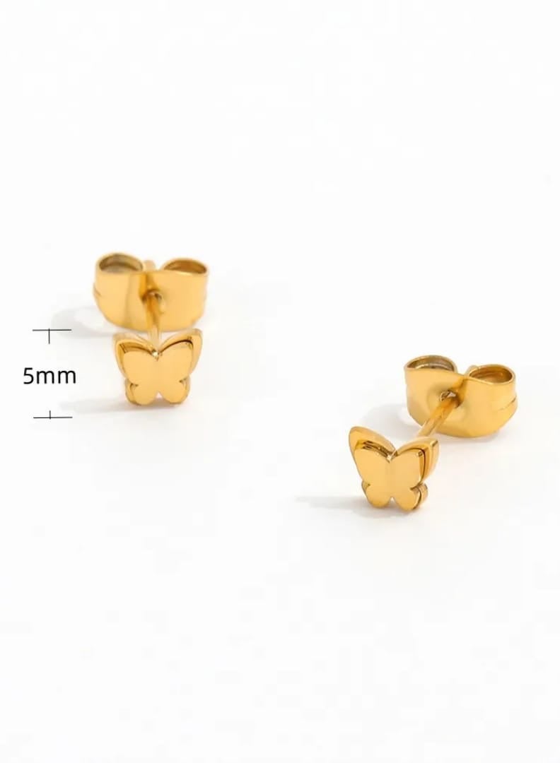 Luxuria 18K Gold Plated Stainless Steel Butterfly Stud Earrings  - Image 2