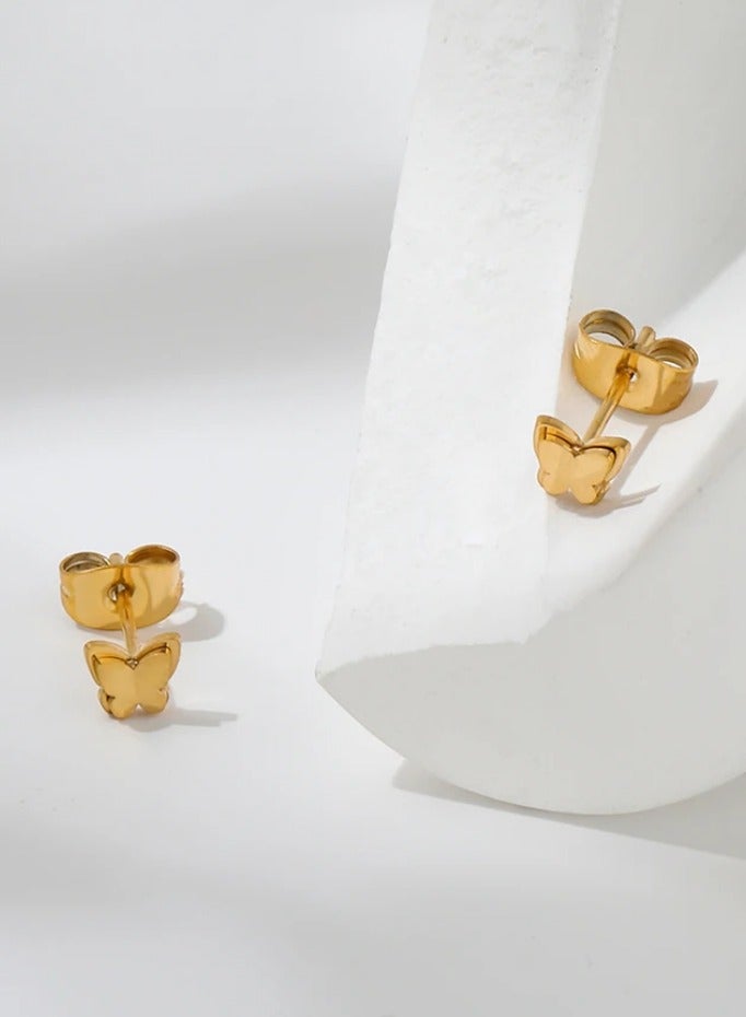Luxuria 18K Gold Plated Stainless Steel Butterfly Stud Earrings  - Image 3