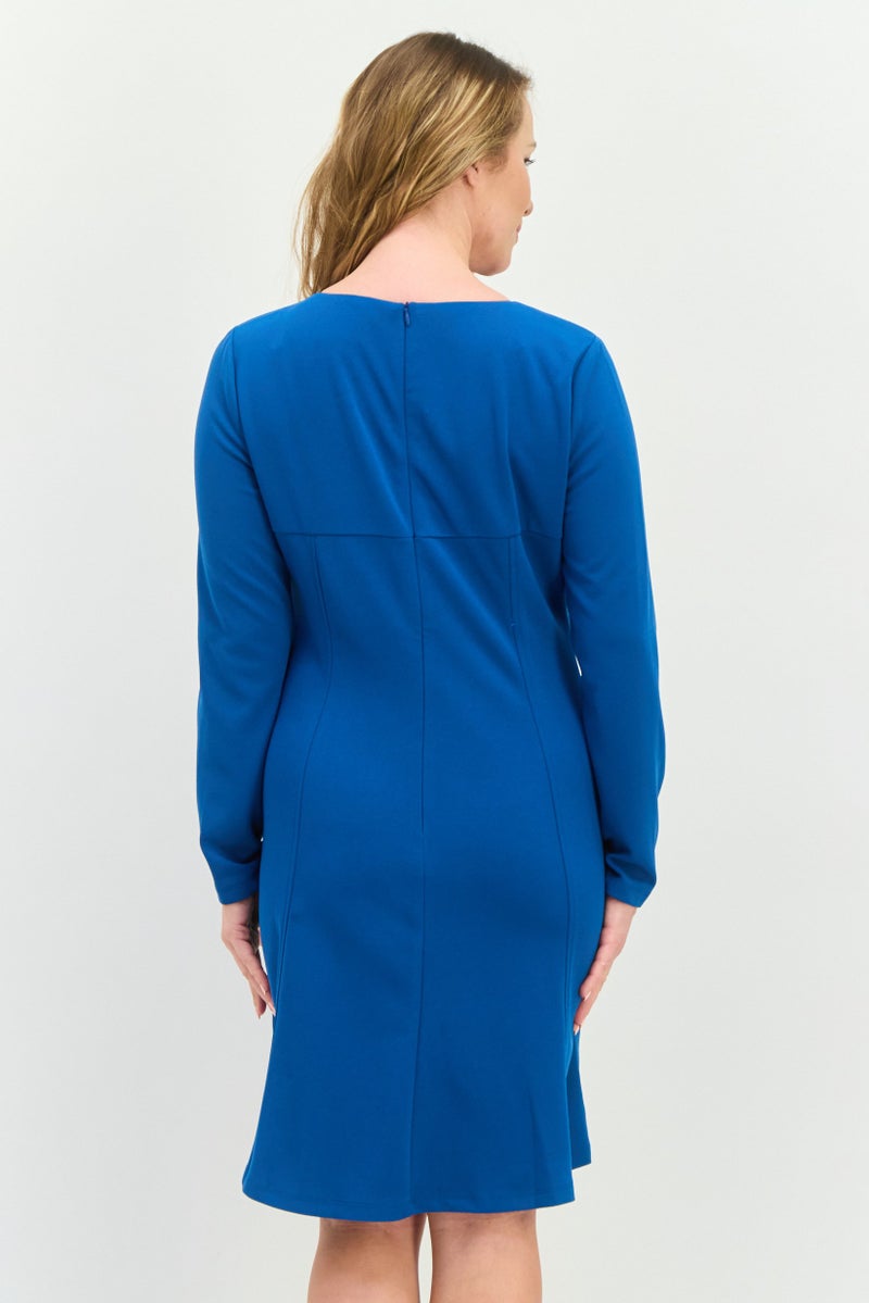 Donna Morgan Women Hardware Detail Flare Mini Dress, Teal Blue  - Image 3