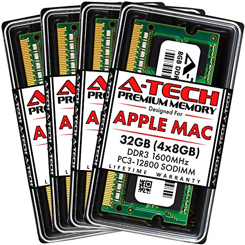 A-Tech 32GB Kit (4x8GB) RAM for Apple iMac (Late 2012, Late 2013, Late 2014, Mid 2015) | DDR3 1600MHz PC3-12800 SODIMM 204-Pin Memory Upgrade - Image 1