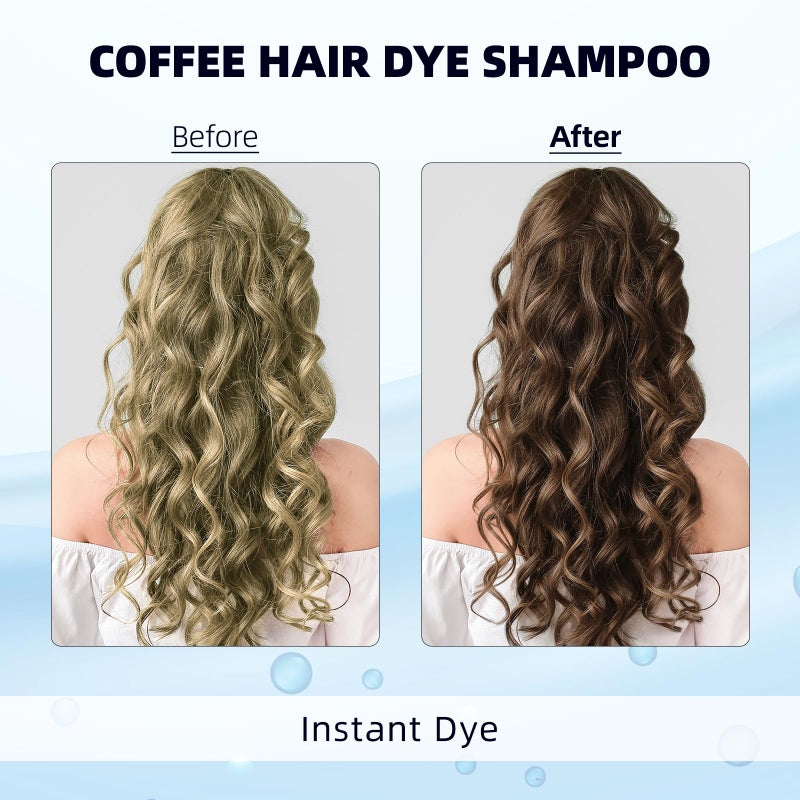 Ivnil Coffee Hair Dye Shampoo 3 in 1 Instant Color for Grey Coverage Seimi Permanent for Women/Men (Coffee) - Image 2