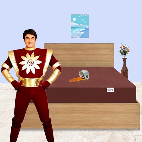 GADDA CO 100% Waterproof Premium Cotton Feel Mattress Protector Queen Bed 72x60 Inch|Ultra Soft Breathable & Hypoallergenic Fitted Bed Protector Terry Cover(6x5 feet, Fits Upto 10 Inches, Coffee) - Image 2