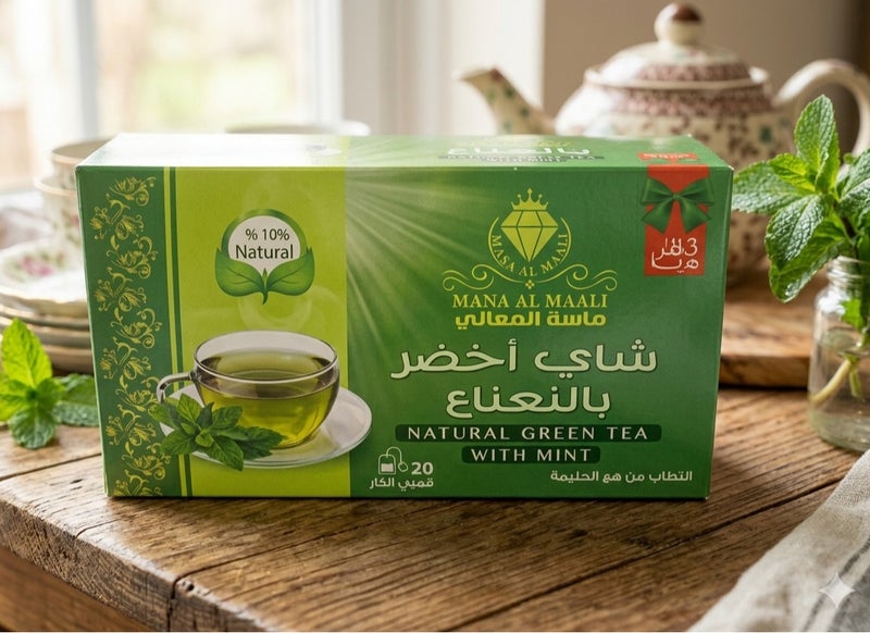 Masa Al Maali Green Tea with Mint, 20 Bags