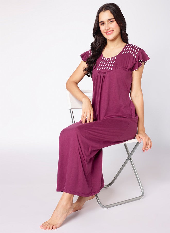 beebelle فستان نوم ماكسي بياقة دائرية من بيبيلا - Image 1