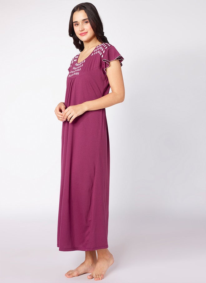 beebelle فستان نوم ماكسي بياقة دائرية من بيبيلا - Image 4