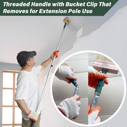 KingOrigin 8 Inch Professional Paint Brush with Extendable Handle - Thick Synthetic Bristles for Walls, Ceilings, Fences, Quick Coverage, Durable for Latex & Oil-Based Paints - Image 4