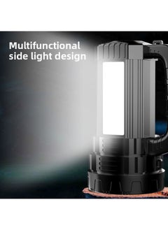 Generic Strong Light Portable Lamp LCD Digital Electric Display Large Floodlight Flashlight Solar Outdoor Emergency Aluminum Alloy Searchlight-Color:V24 Solar 96 Cups 55 Wick + Side Light (white) 2*1200 Batteries  - Image 4