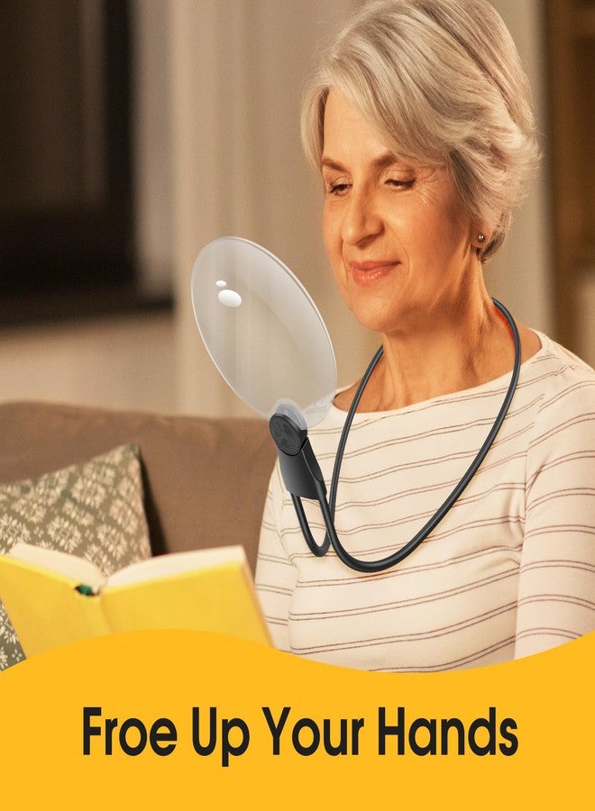 IMICHI Hands Free Magnifying Glass, 5.1 Inch 5X Magnifying Glass for Reading with Stand, Neck-Worn Large Magnifier for Seniors, Perfect for Reading Books, Sewing, and Cross-Stitching FDJ-Y-US-01-V4 - Image 3