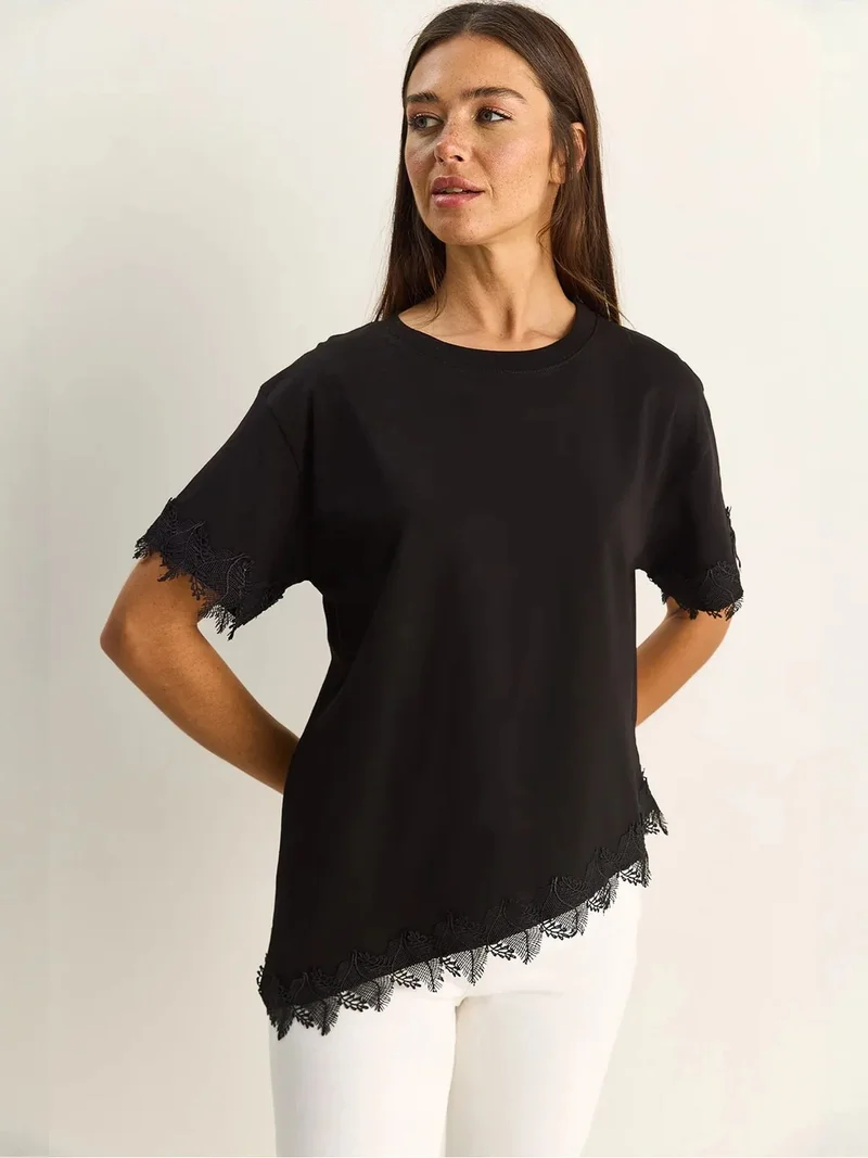 بيانكو لوتشي LUCCI Oversized Crew Neck Cotton T-Shirt