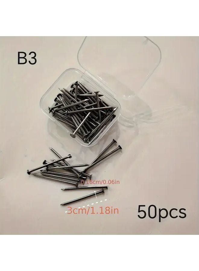 50pcs B2 Round Head Woodworking Nails DIY Handcraft Wall Studs Small Iron Home Use - Image 5