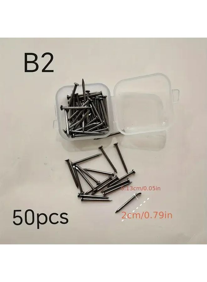 50pcs B2 Round Head Woodworking Nails DIY Handcraft Wall Studs Small Iron Home Use - Image 1