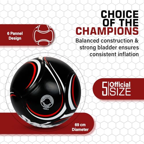 Synco Carbonite Football | PVC Machine Stitched | 6 Panel | Training Football for Beginners | Suitable for Soft & Turf Ground | Soccer Ball Size- 5 - Image 5
