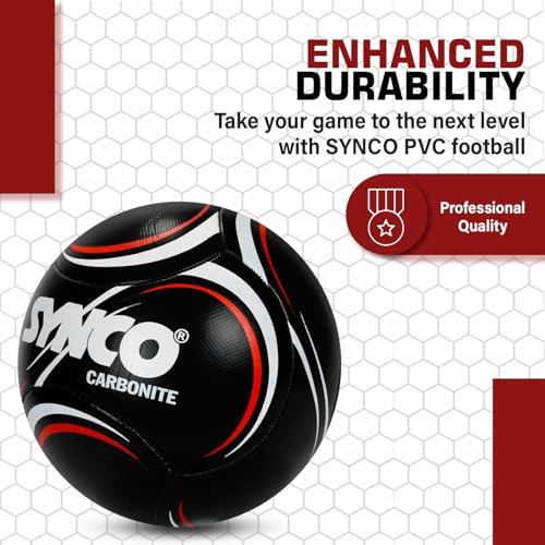 Synco Carbonite Football | PVC Machine Stitched | 6 Panel | Training Football for Beginners | Suitable for Soft & Turf Ground | Soccer Ball Size- 5 - Image 3