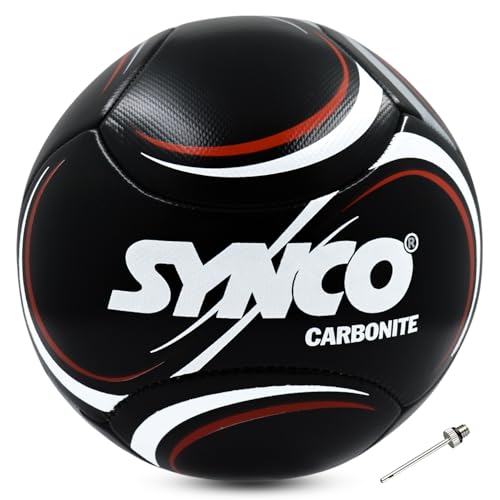 Synco Carbonite Football | PVC Machine Stitched | 6 Panel | Training Football for Beginners | Suitable for Soft & Turf Ground | Soccer Ball Size- 5 - Image 1