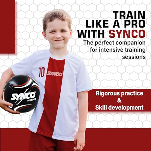 Synco Carbonite Football | PVC Machine Stitched | 6 Panel | Training Football for Beginners | Suitable for Soft & Turf Ground | Soccer Ball Size- 5 - Image 4