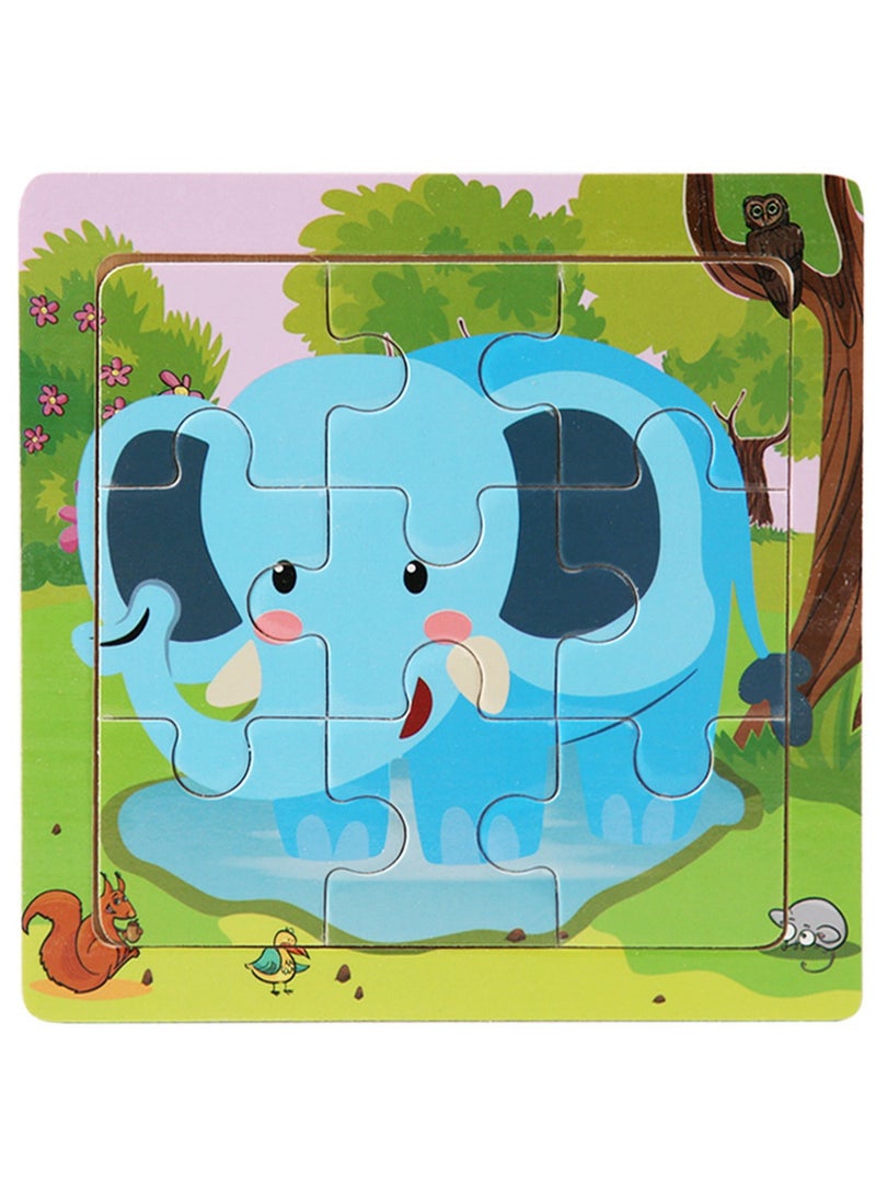 Children's Educational Wooden Cartoon Elephant Jigsaw Puzzles Suitable Gift Bag Pack - Image 1