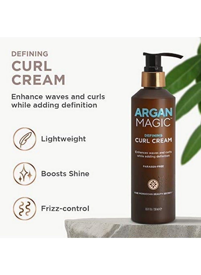 ARGAN MAGIC - Rgan Magic Defining Curl Cream & Hair Cream Oil Combo Pack Enhances Waves & Curls Adds Definition ; Restores Manageability ; Adds Silky Glossy Shine ; Made In Usa ; Paraben Free (8.5 Oz / 4 Oz) - Image 1