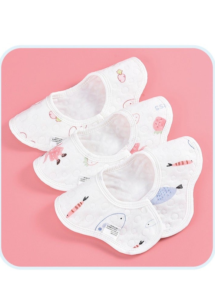 5 Pcs 360° Cotton Baby Bibs for Newborns - Flower Petal Design, Waterproof, Soft Absorbent Drool Bibs for Boys and Girls - Image 3