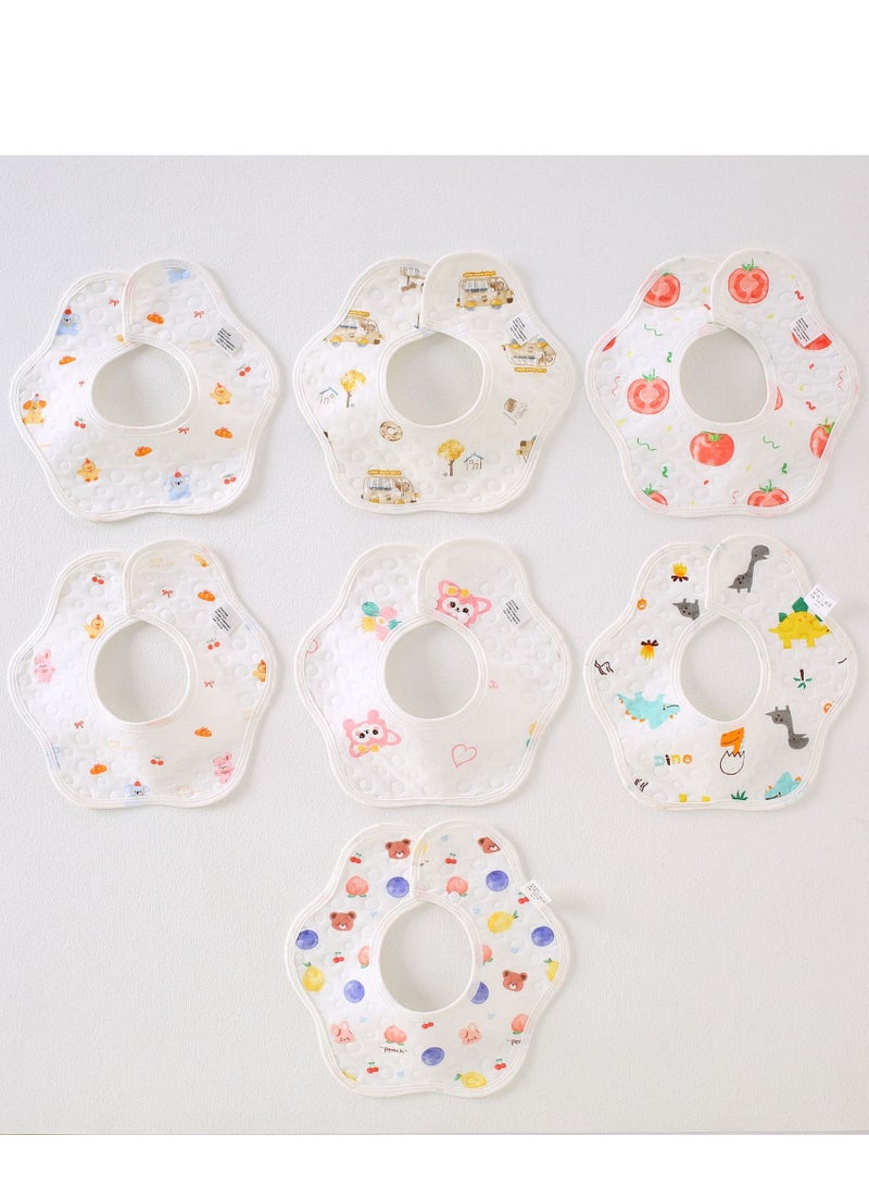 5 Pcs 360° Cotton Baby Bibs for Newborns - Flower Petal Design, Waterproof, Soft Absorbent Drool Bibs for Boys and Girls - Image 5