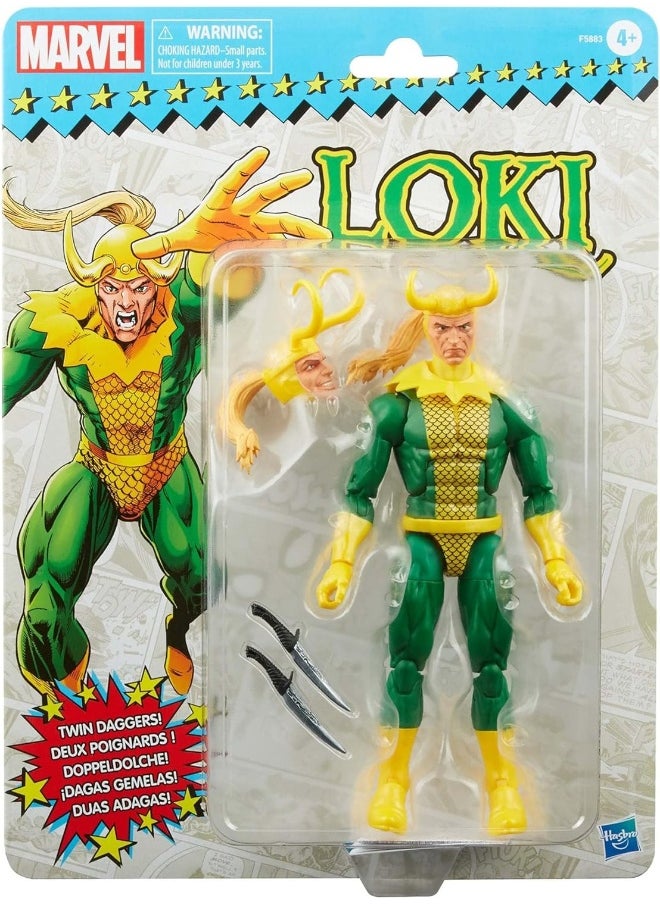 MARVEL Marvel Legends Series Loki 15-cm Retro Packaging Action Figure Toy, 3 Accessories  - Image 1