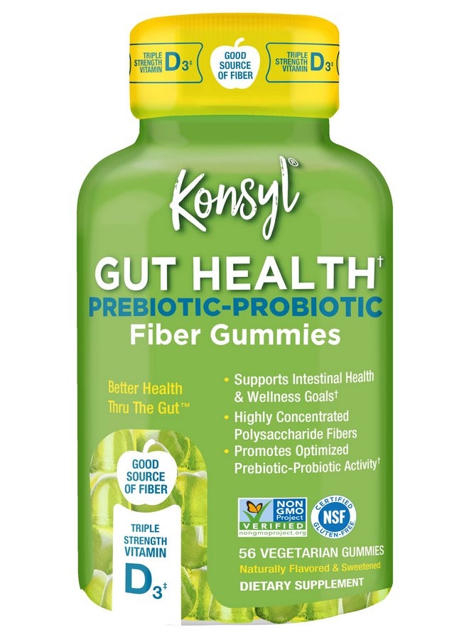 Konsyl - Gut Health Prebiotic Probiotic Fiber Gummies Helps Support Digestive Health+ Vegetarian Fiber Supplement Gummies For Adults 56 Count - Image 1