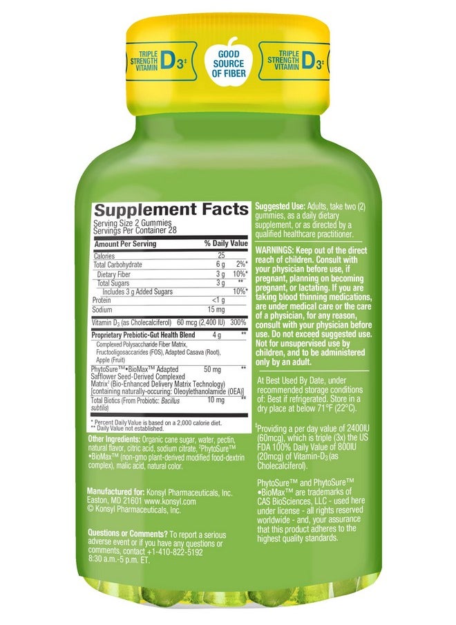 Konsyl - Gut Health Prebiotic Probiotic Fiber Gummies Helps Support Digestive Health+ Vegetarian Fiber Supplement Gummies For Adults 56 Count - Image 1