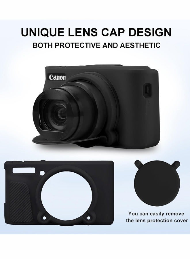 Bukela Soft Silicone Camera Case for Canon PowerShot SX740/ SX730 Digital Camera,Soft Silicone Protective Bag Removable Lens Cover,Anti-Scratch Slim Fit Lightweight Protective Case(Black) - Image 2