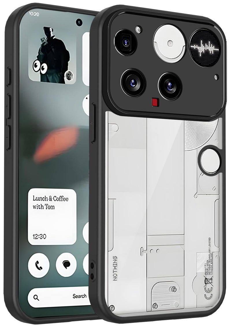 Kapa Hawkeye Clear Slim Tough Back Cover for Nothing Phone 3 5G | Camera Lens Protector Anti Yellow Shockproof Clear Hybrid Case Cover (Black Sides) - Image 1