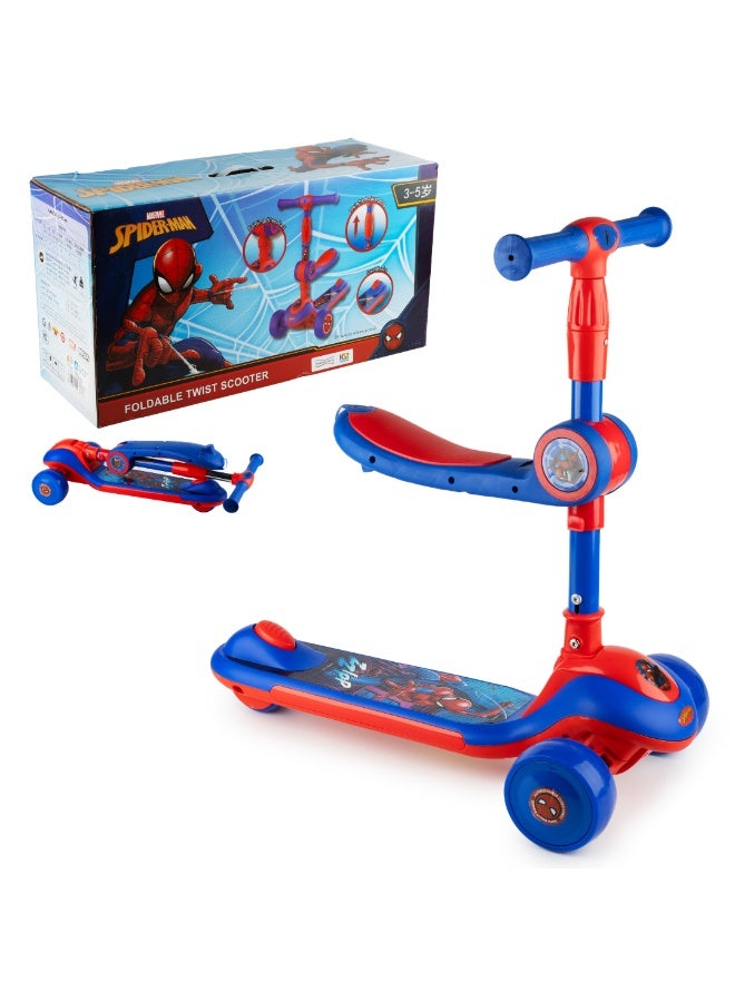 ديزني سكوتر  Spider-Man قابل للطي 2 في 1 للأطفال - ارتفاع قابل للتعديل - عجلات مضيئة - سكوتر بثلاث عجلات مع مقعد قابل للإزالة - مناسب للأعمار من 3 إلى 8 سنوات - أحمر / أزرق - Image 1