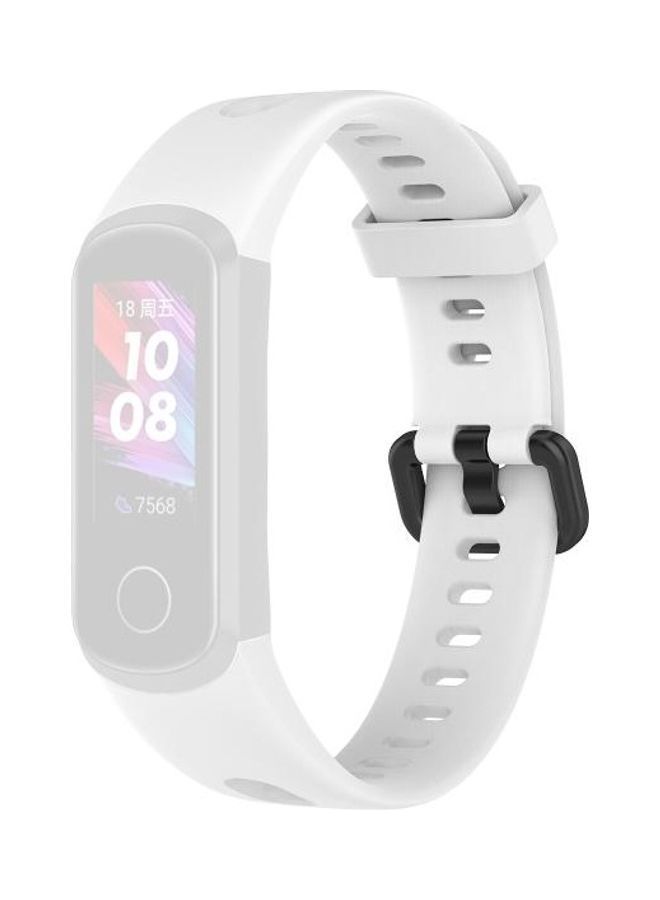 NIBEMINENT Metal Buckle Silicone Strap For Huawei Honor Band 5i and 4 White - Image 1