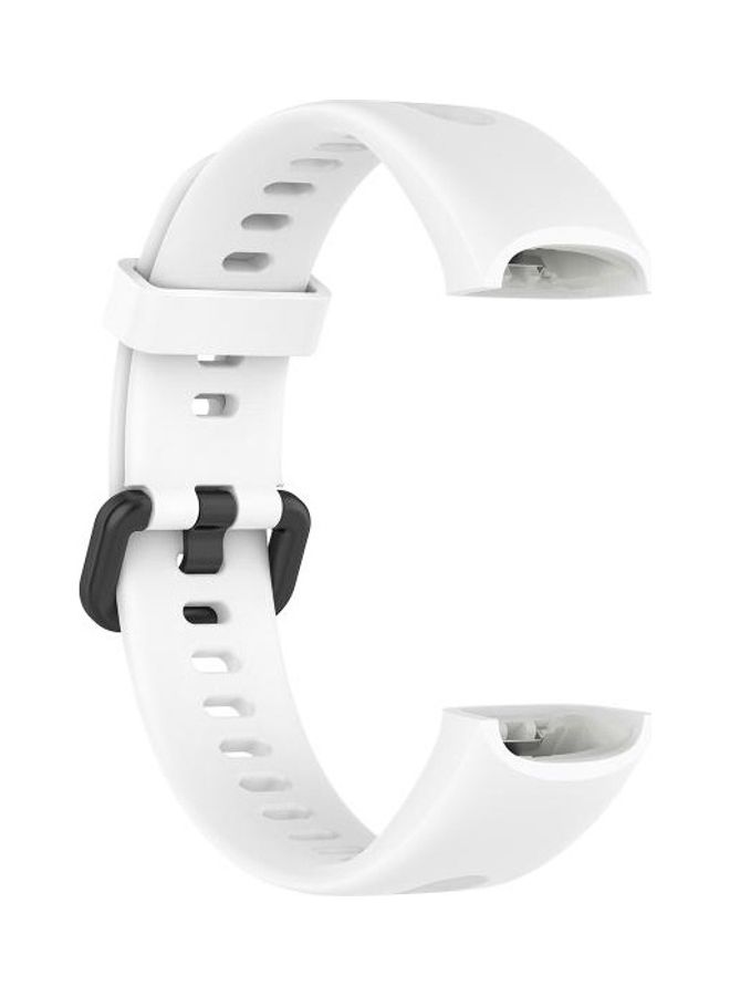 NIBEMINENT Metal Buckle Silicone Strap For Huawei Honor Band 5i and 4 White - Image 4