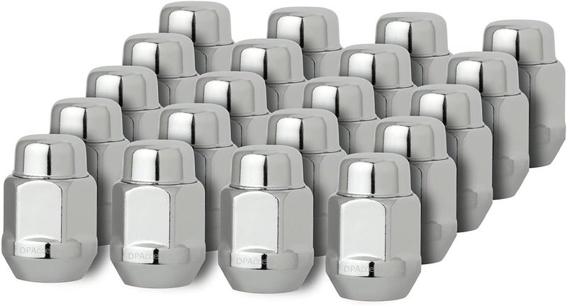 DPAccessories 20 Chrome 14x1.5 Closed End Bulge Acorn Lug Nuts - Cone Seat - 13/16" Hex - Image 1