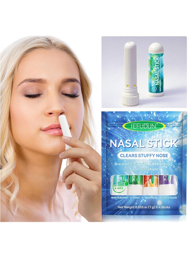 Sefudun Nasal Stick,Nasal Inhaler Stick,Nasal Sticks for Enhanced Breathhing,Portable Nasal Inhaler Natural Peppermint,Enhances Focus & Provides a Refreshing Cooling Sensation,Nasal Inhaler Natural Ingredients Daily Relaxation Stress Relief (Set of 4)  - Image 4
