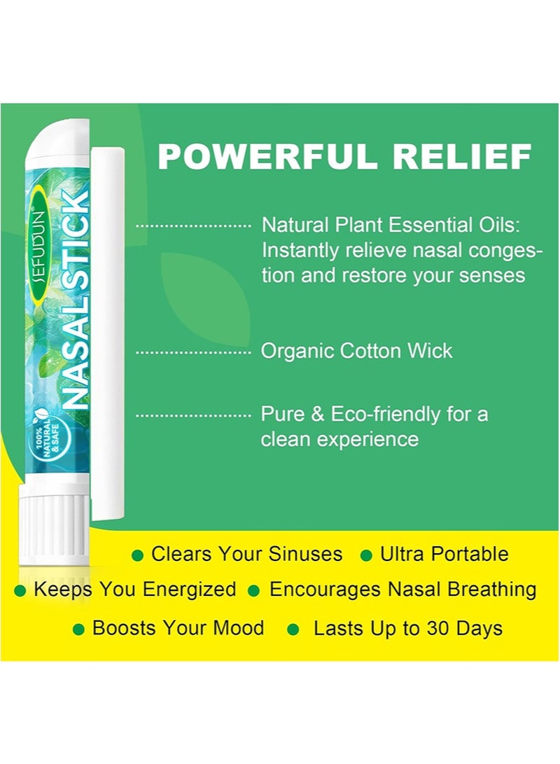 Sefudun Nasal Stick,Nasal Inhaler Stick,Nasal Sticks for Enhanced Breathhing,Portable Nasal Inhaler Natural Peppermint,Enhances Focus & Provides a Refreshing Cooling Sensation,Nasal Inhaler Natural Ingredients Daily Relaxation Stress Relief (Set of 4)  - Image 2