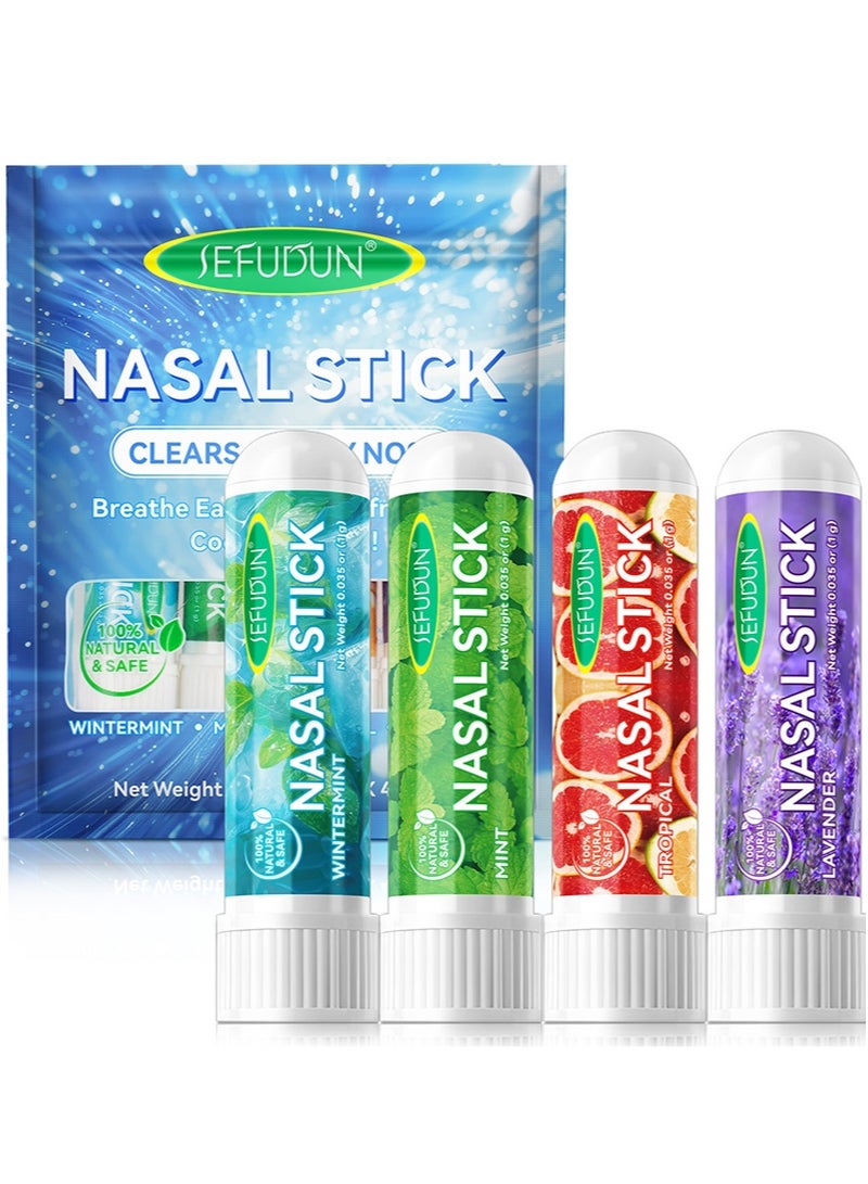 Sefudun Nasal Stick,Nasal Inhaler Stick,Nasal Sticks for Enhanced Breathhing,Portable Nasal Inhaler Natural Peppermint,Enhances Focus & Provides a Refreshing Cooling Sensation,Nasal Inhaler Natural Ingredients Daily Relaxation Stress Relief (Set of 4)  - Image 1