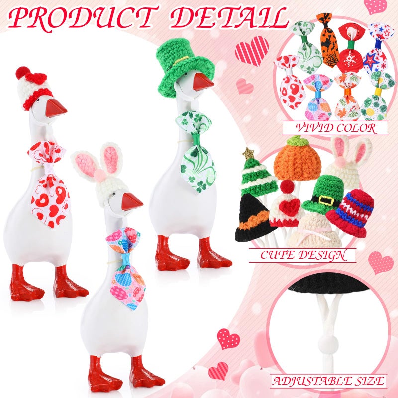 Geyoga 8 Set 7 Inch Mini Desk Goose Outfits Holiday Mini Knitting Hat Bandana Headwear Accessory for Magnetic Goose Statue (Tie) - Image 3