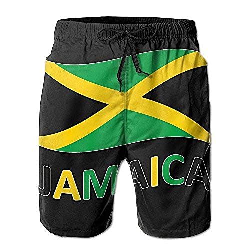 CUTEDWARF Men's Board Shorts Jamaican Flag Swim Trunks Summer Beach Shorts White, Medium - Image 1