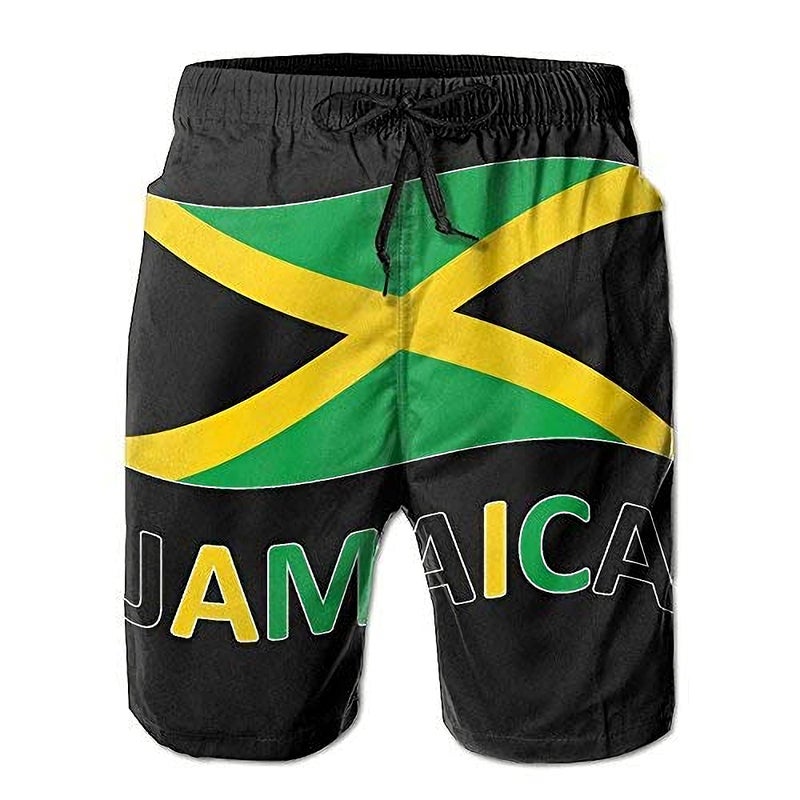 CUTEDWARF Men's Board Shorts Jamaican Flag Swim Trunks Summer Beach Shorts White, Medium - Image 5