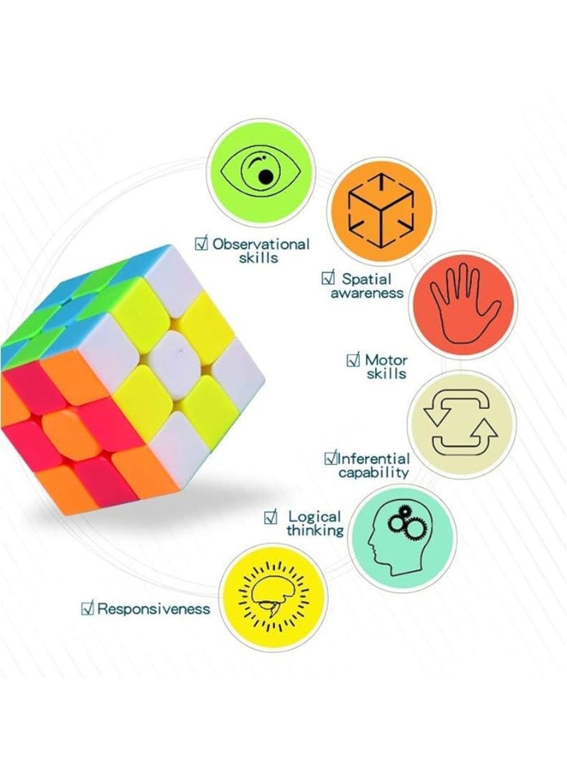 مكعب روبيك السحري للمبتدئين والمحترفين متوسط الحجم بدون ملصقات 6.5x6 سم - Image 2