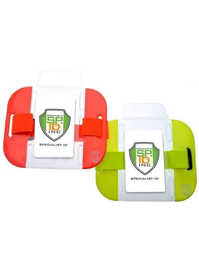 Specialist ID 2 Pack High Visibility Bright Neon Armband Id Card Badge Holders Secure Top Loading With Adjustable Elastic Band Hi Vis Arm Bands For Work Or Ski Passes By Specialist Id (Assorted Colors)  - Image 2
