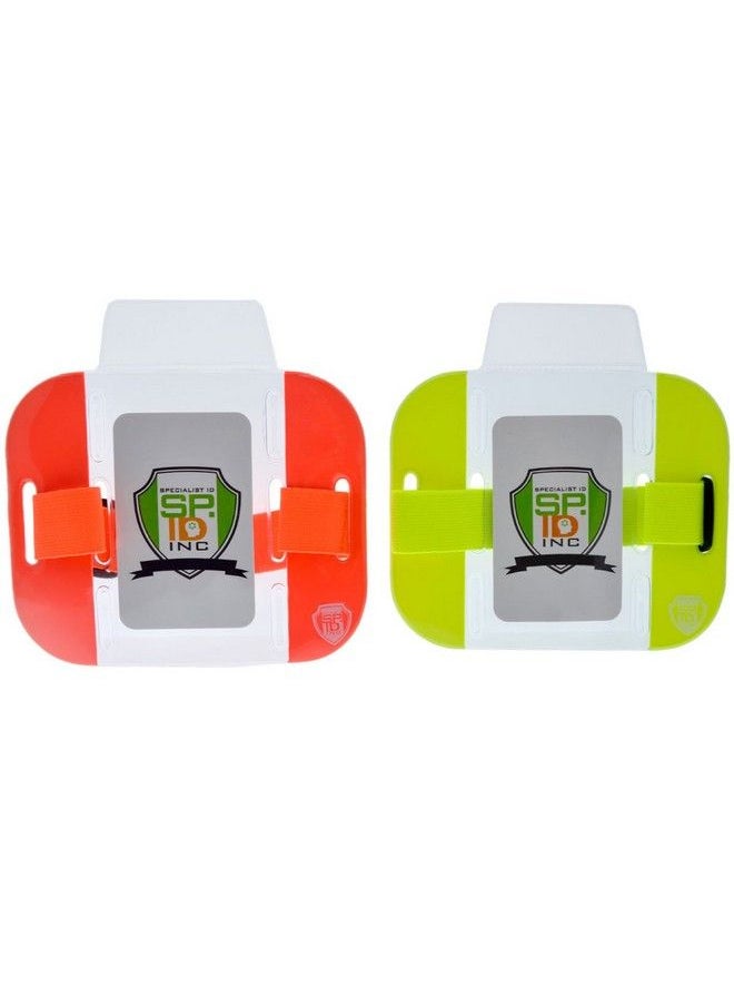 Specialist ID 2 Pack High Visibility Bright Neon Armband Id Card Badge Holders Secure Top Loading With Adjustable Elastic Band Hi Vis Arm Bands For Work Or Ski Passes By Specialist Id (Assorted Colors)  - Image 4