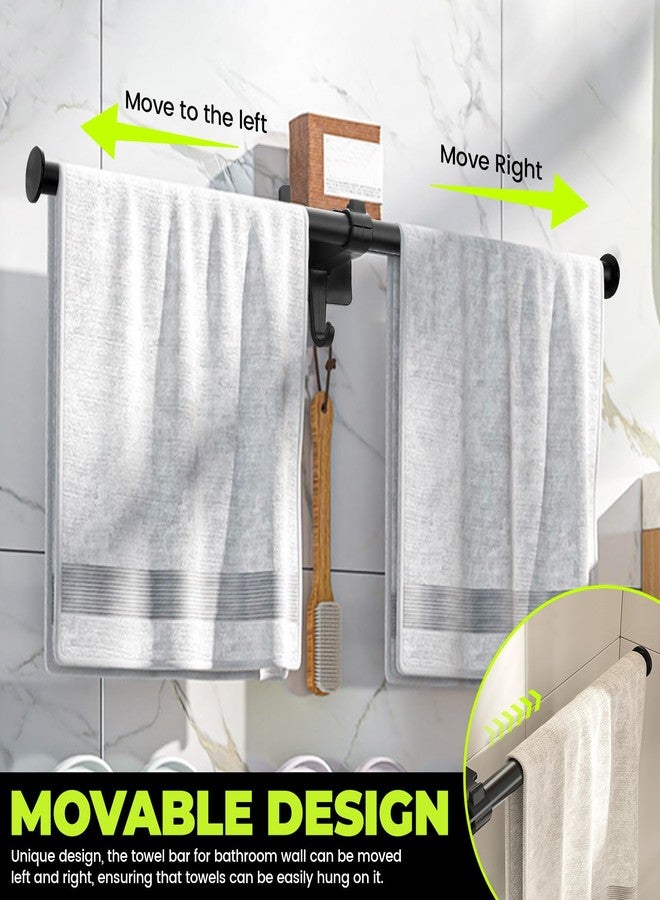 Realand 2 Pack Adjustable Towel Bar, Adhesive Towel Rack for Bathroom Wall 16in Hand Towel Holder with Hook Stick on Towel Rod, Move Left or Right - Image 4