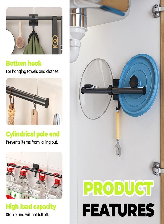Realand 2 Pack Adjustable Towel Bar, Adhesive Towel Rack for Bathroom Wall 16in Hand Towel Holder with Hook Stick on Towel Rod, Move Left or Right - Image 3