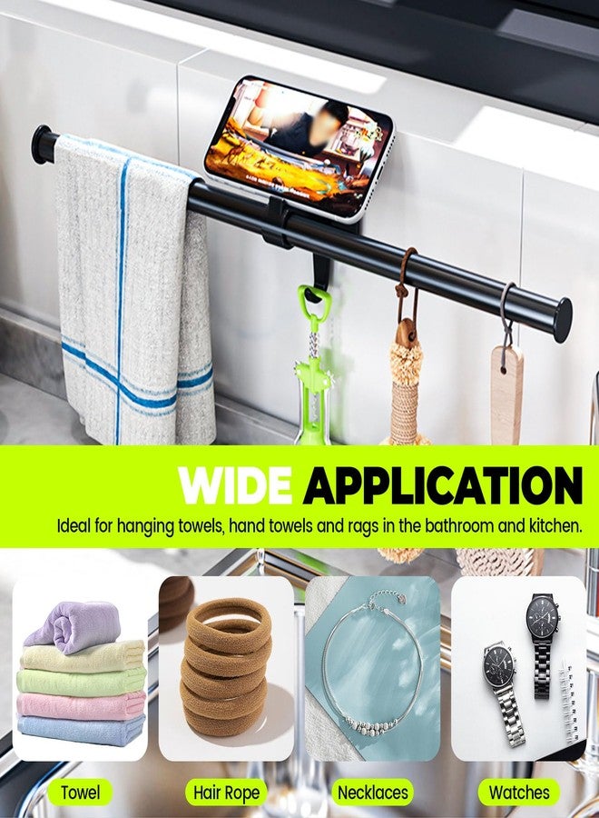Realand 2 Pack Adjustable Towel Bar, Adhesive Towel Rack for Bathroom Wall 16in Hand Towel Holder with Hook Stick on Towel Rod, Move Left or Right - Image 5