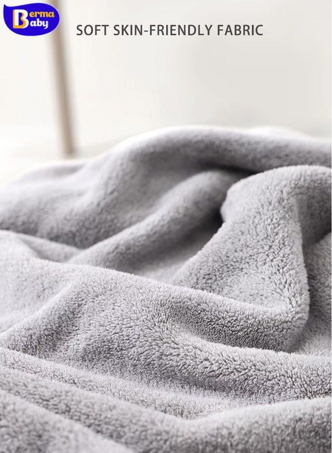 Berma Baby منشفة حمام للأطفال فائقة النعومة مع غطاء رأس وبطانية عالية الامتصاص، هدايا استحمام للأطفال الصغار للأولاد والبنات - 80*80 سم (رمادي) - Image 5