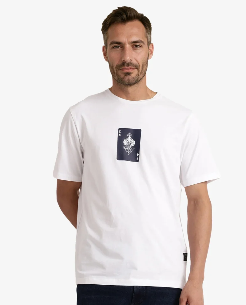 Rare Rabbit Men's Graphic Chest Print T-Shirt
