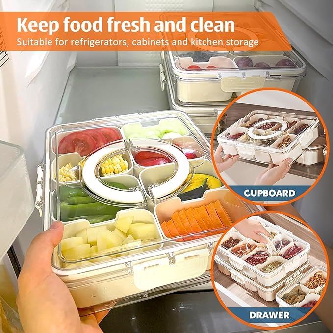 AACHEN 8 Pcs Sets Airtight Masala Box For Kitchen Masala Container For Kitchen Spice Jars Multi Storage Container For Spice Storage Container With Tray Spice Jars 9GRID STORGE BOX - Image 5